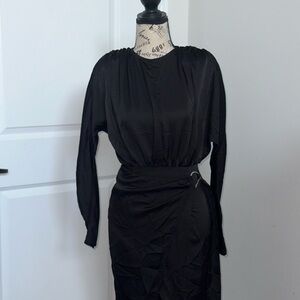 PrettyLittleThing Black Ruched Dolman Sleeve Dress